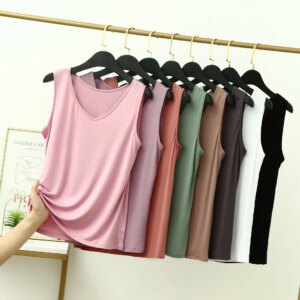 XL to 6XL Plus size Tank Tops Summer women's sleeveless Tshirt Modal V-Neck bottoming Tee tops Loose Camisole