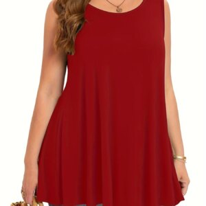 Women's Plus Size Knitted Tops Neck Summer Basic Shirts Red Casual Sport Vest Off Shoulder Tank Top