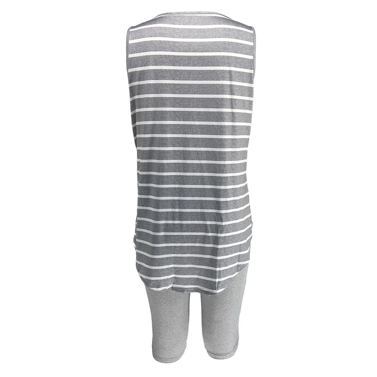 CM.YAYA Women Plus Size XL-5XL Sport two piece set Tracksuit Striped Tank Tops Knee Length jogger Suit Sweatpants Matching Set