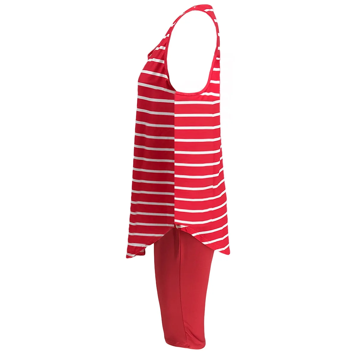 CM.YAYA Women Plus Size XL-5XL Sport two piece set Tracksuit Striped Tank Tops Knee Length jogger Suit Sweatpants Matching Set
