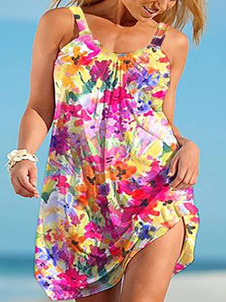 Plus Size Floral Print Cami Dress Stylish & Comfortable Lightweight Sleeveless Dress for Spring & Summer  Perfect Womens Plu
