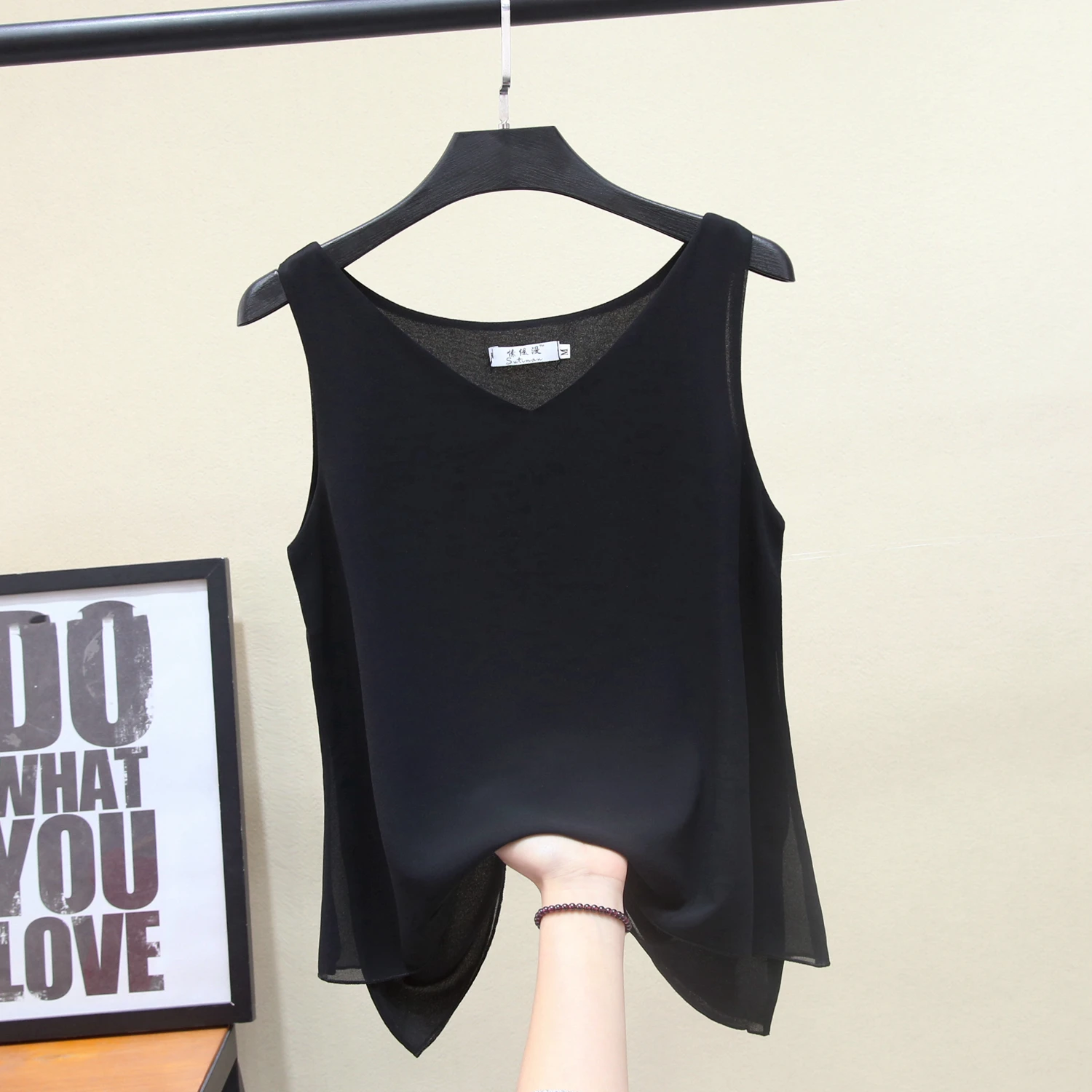 Banerdanni New arrival T-Tops Women's Plus size T-shirt summer V-neck casual sleeveless L-5XL loose white top for women