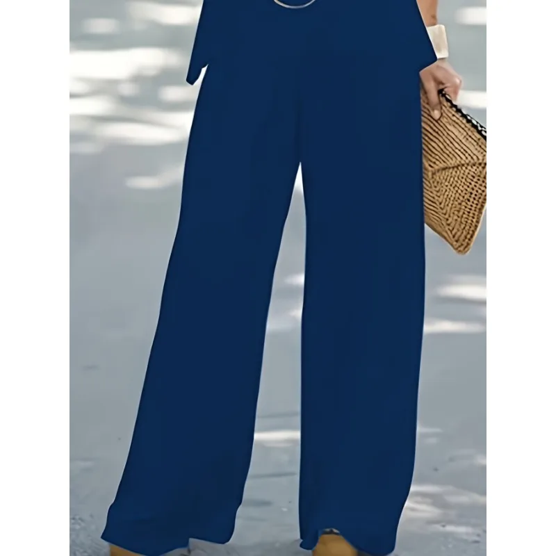 Plus Size Womens Casual Solid Round Neck Tank Top & Wide Leg Pants Outfit Set 2 Piece Wardrobe Staple for Effortless Style