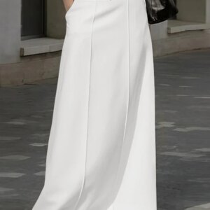 Plus Size VONDA Elegant Long Skirts Women Fashion Solid Color Maxi Skirt Pleated Casual Loose Pockets High Waist Vintage Bottom