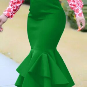Plus Size 5XL VONDA 2024 Autumn Bohemian Fishtail Skirt Women Ruffled Midi Skirts High Waist Casual Solid Color Loose Bottoms