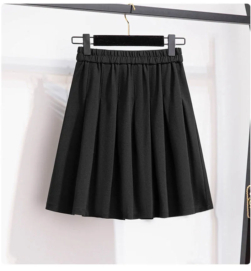 150Kg Plus Size Women's Autumn Loose Pleated A-Line Skirt 4XL 5XL 6XL 7XL 8XL 9XL Fleece Solid Elastic Waist Skirt Black 150Kg Plus Size Women's Autumn Loose Pleated A-Line Skirt 4XL 5XL 6XL 7XL 8XL 9XL Fleece Solid Elastic Waist Skirt Black