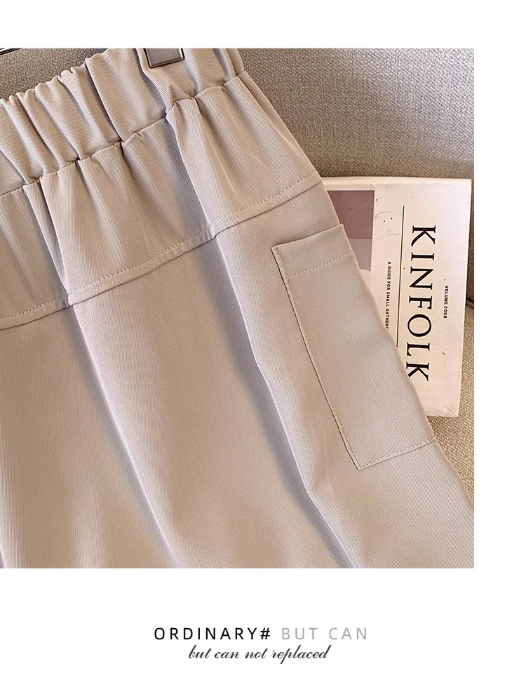 Plus size, popular American workwear plus size women's high waist A-line split half skirt fat mm wide leg skirt pants 3423