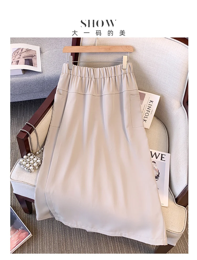 Plus size, popular American workwear plus size women's high waist A-line split half skirt fat mm wide leg skirt pants 3423
