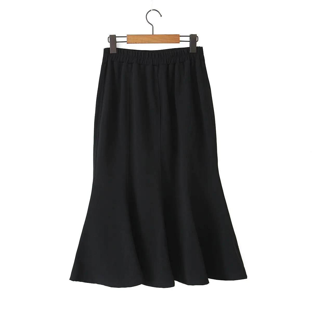 Autumn Good Quality Womens Plus Size Casual Clothing Winter OL Stylish Elastic High Waist Black Mermaid Long Skirt