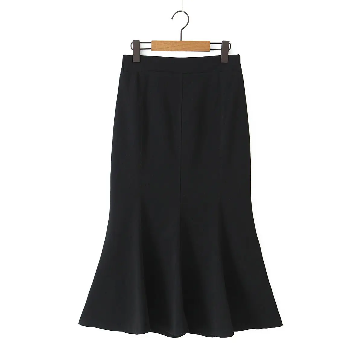 Autumn Good Quality Womens Plus Size Casual Clothing Winter OL Stylish Elastic High Waist Black Mermaid Long Skirt