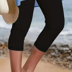 Summer New Casual Sports Yoga Capri Women's Plus Size Leggings Elastic Waist Cropped Pants Women's Casual Leggings