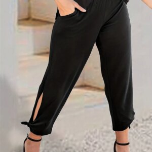 Women's Plus Size Yoga Capri Pants Indoor Casual Comfortable Loose Jogging Pants with Pockets