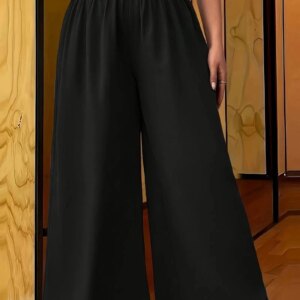 Summer Casual Suit Pants Elegant Women Wide Leg Plus Size Pant Capris Solid Trouser Oversize High Waist Pantalon Palazzo Cheap