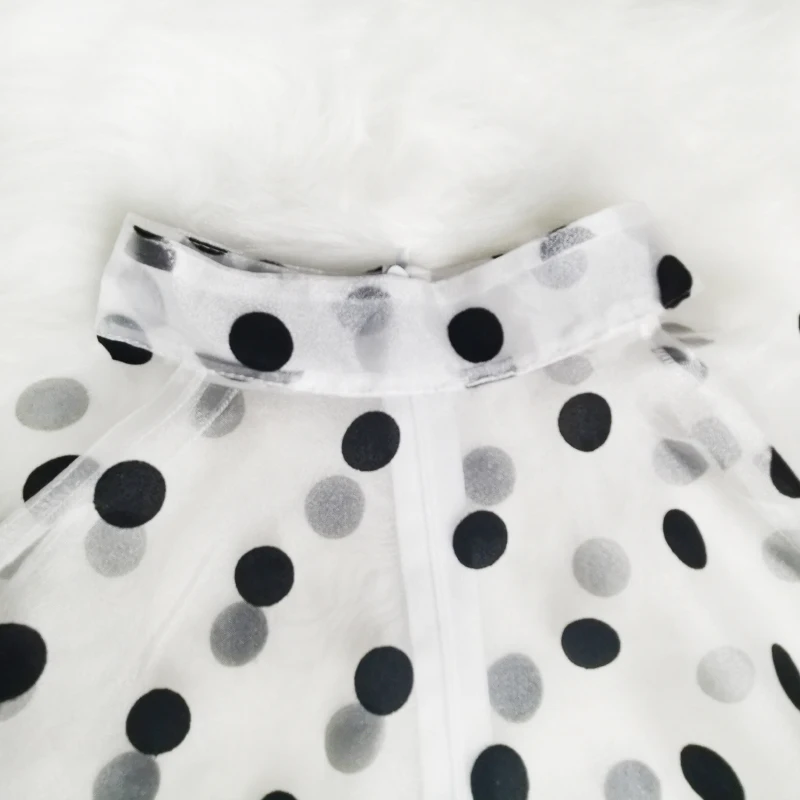 Plus Size Women White Blouses Polka Dot Peplum See Through Sexy Thin Transparent Half Flare Sleeve Waist Belt Tops Shirt Fashion