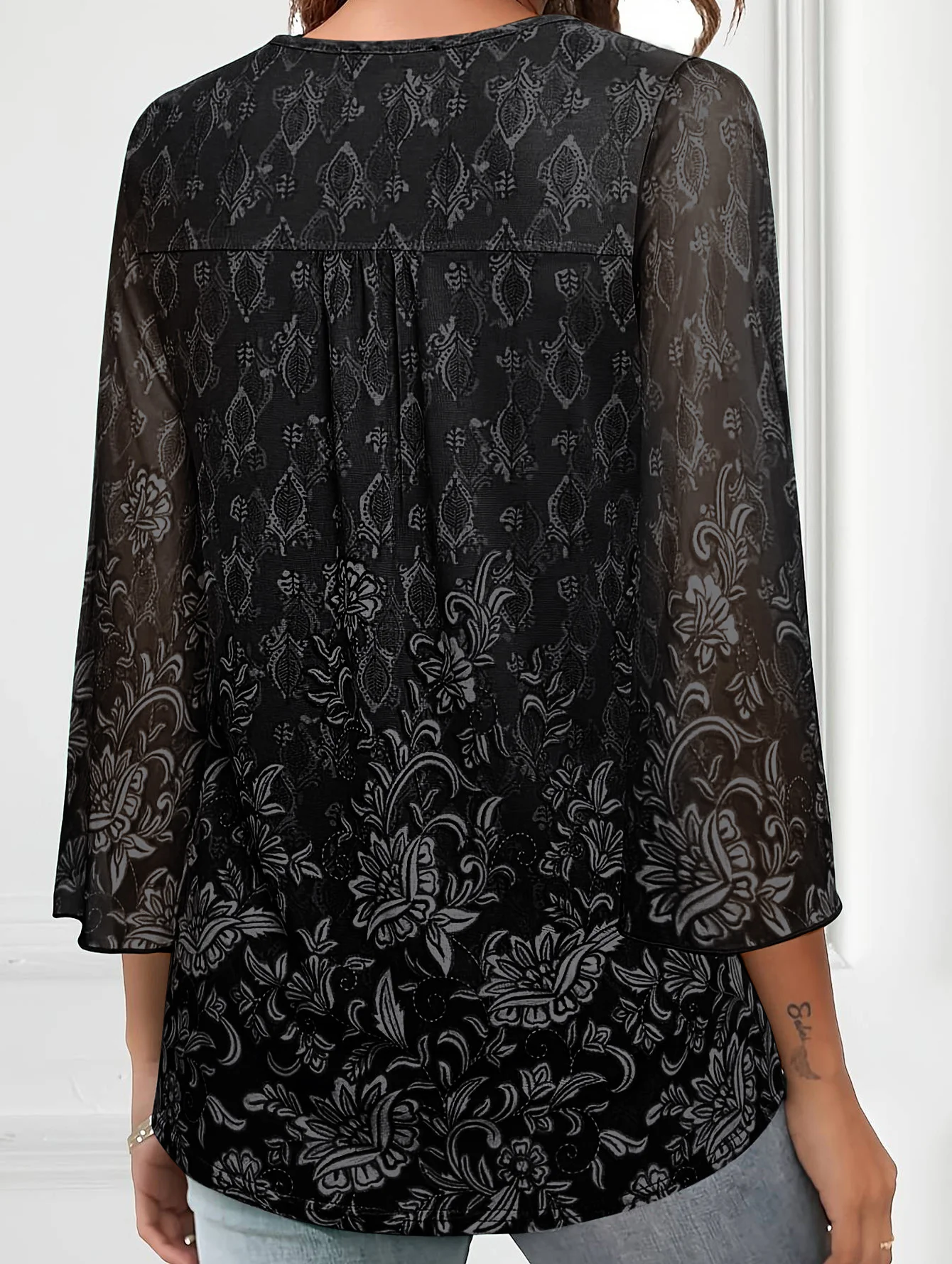 Plus Size Blouse Shirts Women's Lace Tops Blouses 2025 Spring Full Sleeve V-neck Black Green Purple Shirt Elegant Blouse Clothes