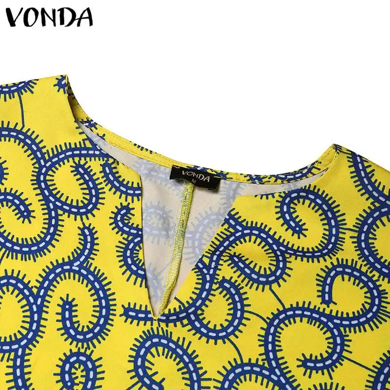 Plus Size 5XL VONDA Women Bohemian Blouses 2024 Summer Printed Shirts Elegant Half Sleeve V Neck Casual Tunic Tops Loose Blusas
