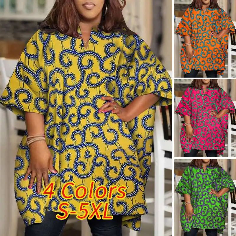 Plus Size 5XL VONDA Women Bohemian Blouses 2024 Summer Printed Shirts Elegant Half Sleeve V Neck Casual Tunic Tops Loose Blusas