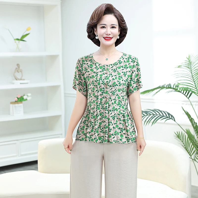 Plus Size Pleated Blouse Female Clothing All-match Spring Summer Floral Pattern Top Lapel Stylish 2024 Korean Shirt