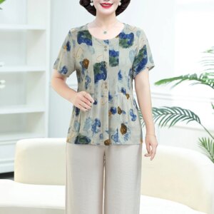 Plus Size Pleated Blouse Female Clothing All-match Spring Summer Floral Pattern Top Lapel Stylish 2024 Korean Shirt