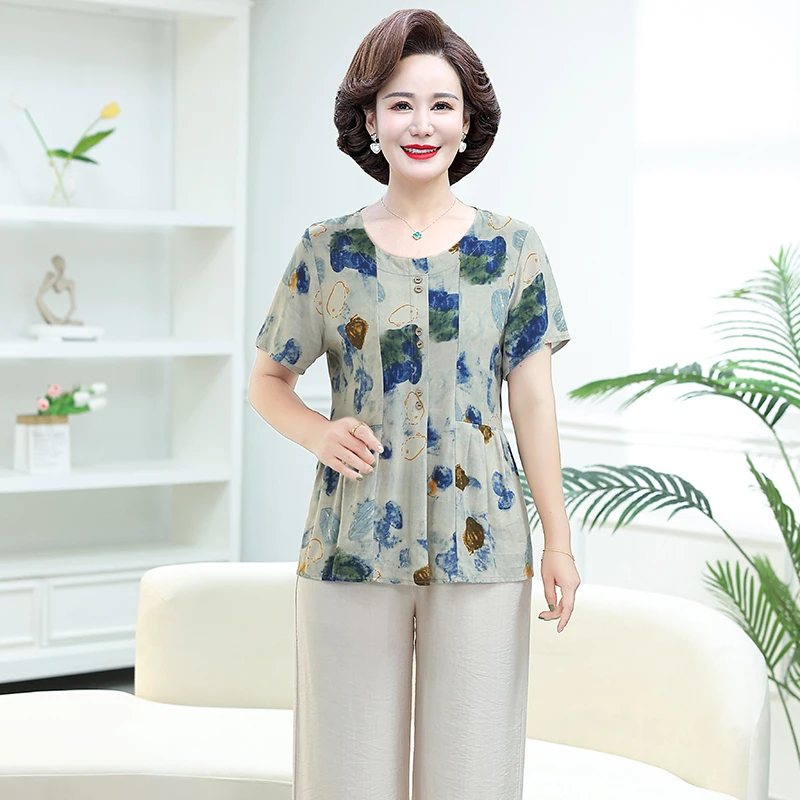 Plus Size Pleated Blouse Female Clothing All-match Spring Summer Floral Pattern Top Lapel Stylish 2024 Korean Shirt