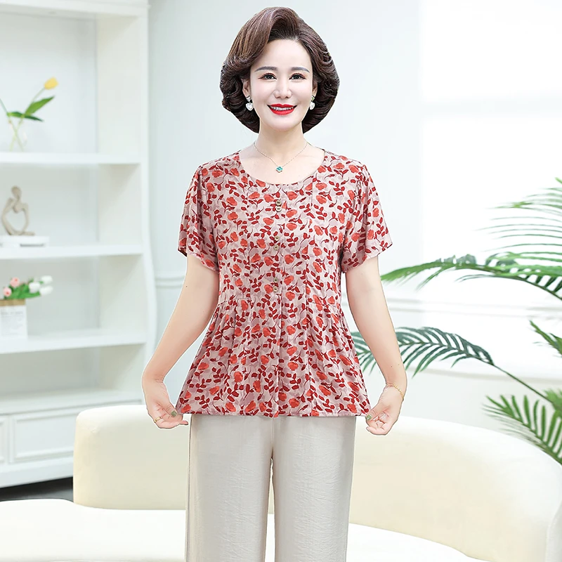 Plus Size Pleated Blouse Female Clothing All-match Spring Summer Floral Pattern Top Lapel Stylish 2024 Korean Shirt