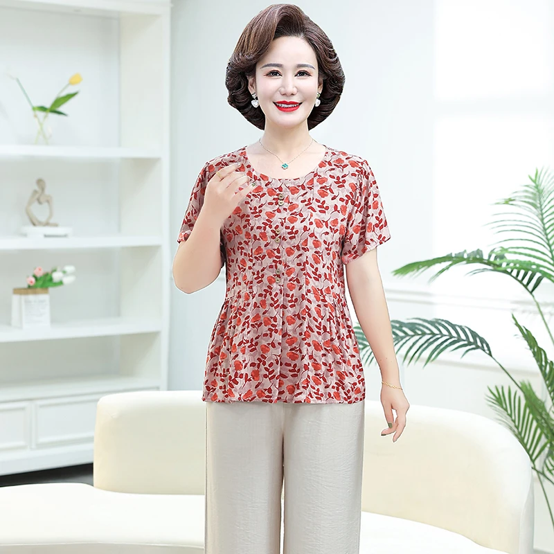 Plus Size Pleated Blouse Female Clothing All-match Spring Summer Floral Pattern Top Lapel Stylish 2024 Korean Shirt