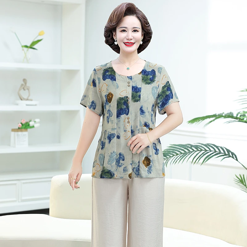 Plus Size Pleated Blouse Female Clothing All-match Spring Summer Floral Pattern Top Lapel Stylish 2024 Korean Shirt