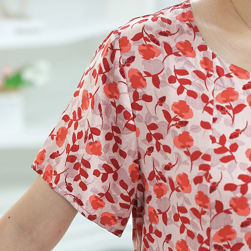 Plus Size Pleated Blouse Female Clothing All-match Spring Summer Floral Pattern Top Lapel Stylish 2024 Korean Shirt
