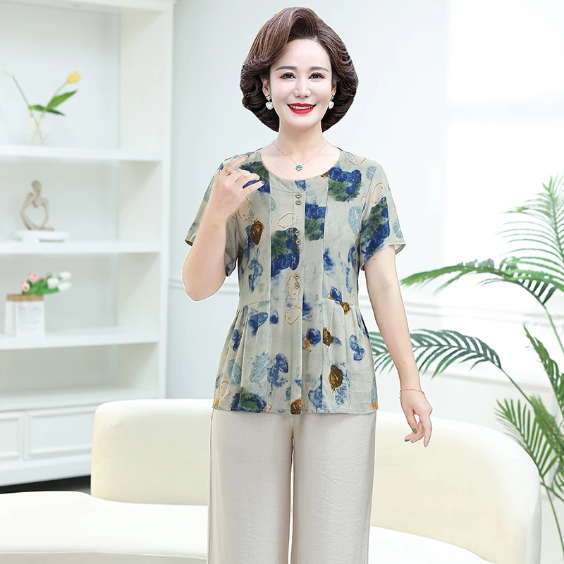 Plus Size Pleated Blouse Female Clothing All-match Spring Summer Floral Pattern Top Lapel Stylish 2024 Korean Shirt