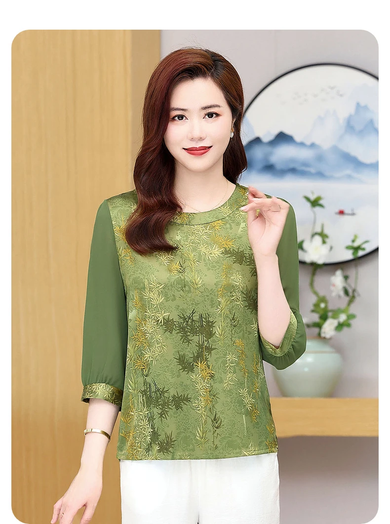 Quilting Retro Leisure Women's Blouse Women's Summer T-shirt Basic Fashion Street Clothing Plus Size Blouse 2024 New Tops