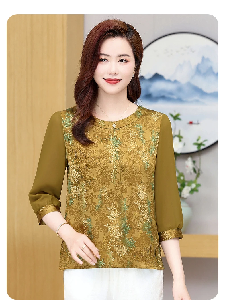Quilting Retro Leisure Women's Blouse Women's Summer T-shirt Basic Fashion Street Clothing Plus Size Blouse 2024 New Tops