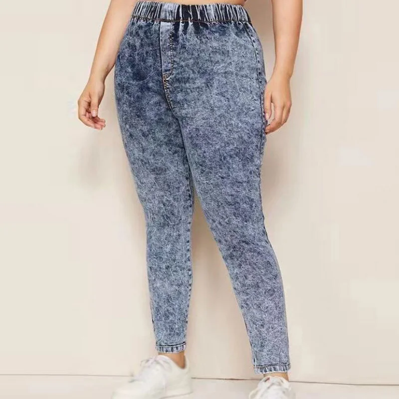 Womens Plus Size Jeans 5XL 4XL Strechy Elastic Waist Denim Pants Casual Big Butt for Tall Women Mom Jeans ouc459
