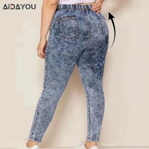Womens Plus Size Jeans 5XL 4XL Strechy Elastic Waist Denim Pants Casual Big Butt for Tall Women Mom Jeans ouc459