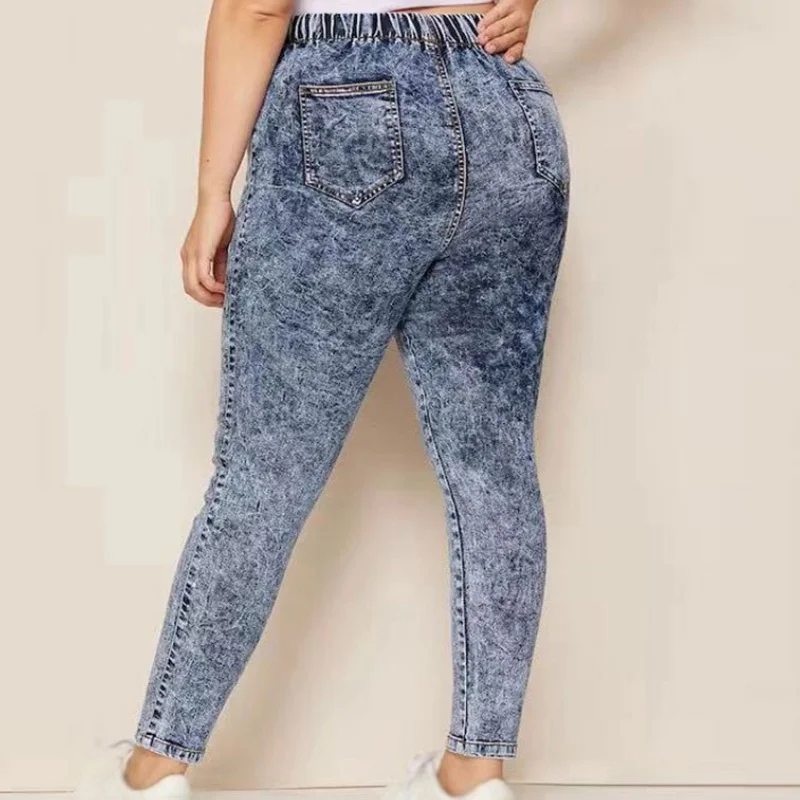 Womens Plus Size Jeans 5XL 4XL Strechy Elastic Waist Denim Pants Casual Big Butt for Tall Women Mom Jeans ouc459