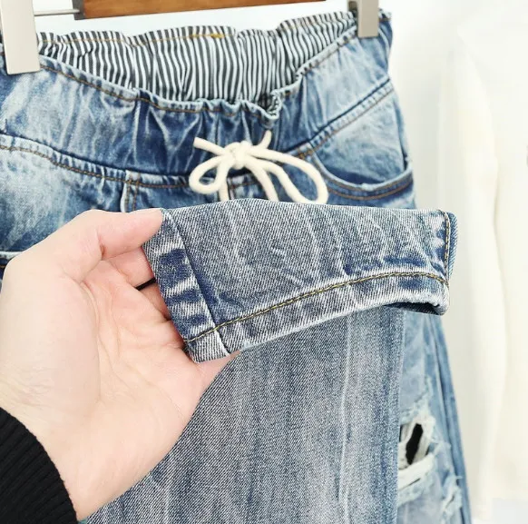 Mom Jeans Curve Plus Size Women Boyfriend Fatty Big 5XL Fashion Loose Denim Trousers ouc519