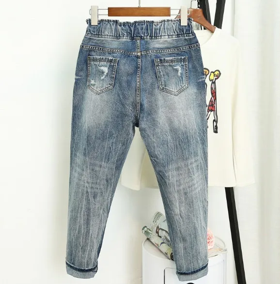 Mom Jeans Curve Plus Size Women Boyfriend Fatty Big 5XL Fashion Loose Denim Trousers ouc519