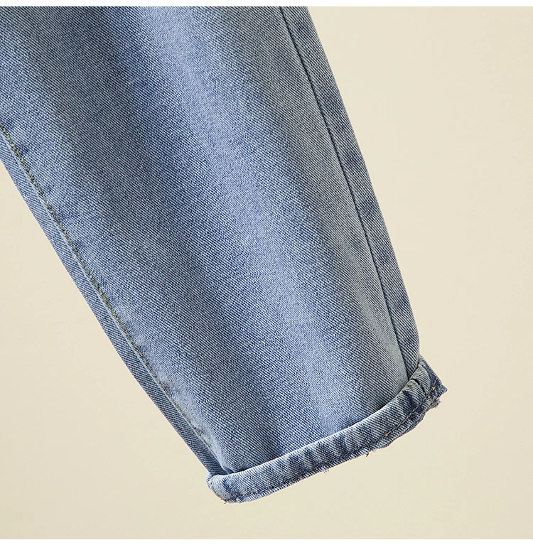 Plus Size Women Jeans 2022 Elastic Waist Loose Denim Pants Ninth Pants Casual Solid Baggy Mom Pants Spring Summer Trousers
