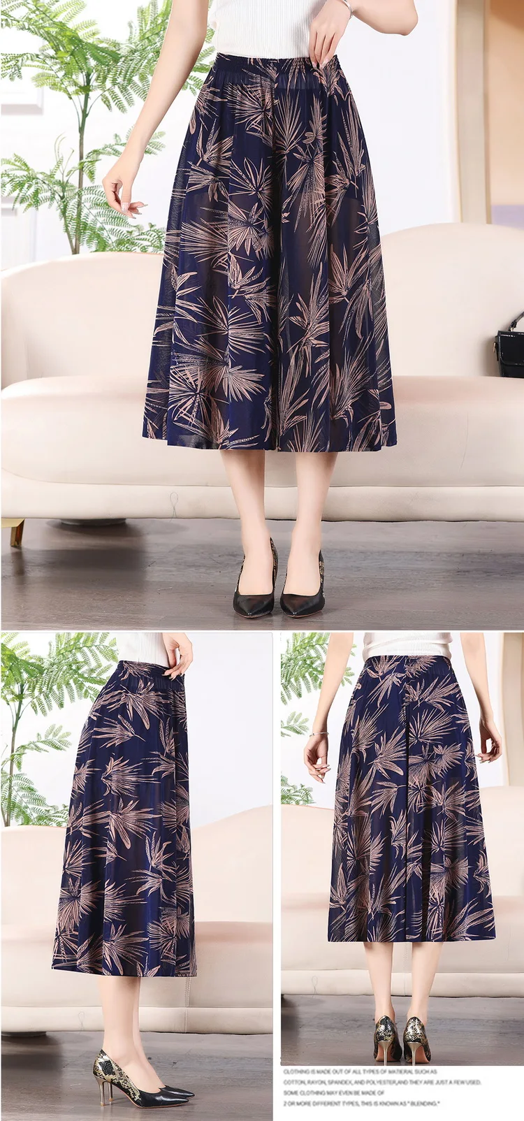 Women's Long Pants Skirt 2023 Summer Plus Size Fashionable Flower Print Women's Short Skirt Classic Home Casual Breathable Women