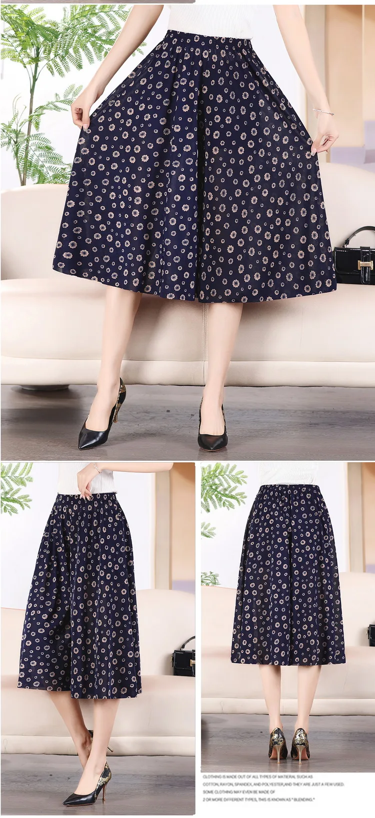 Women's Long Pants Skirt 2023 Summer Plus Size Fashionable Flower Print Women's Short Skirt Classic Home Casual Breathable Women