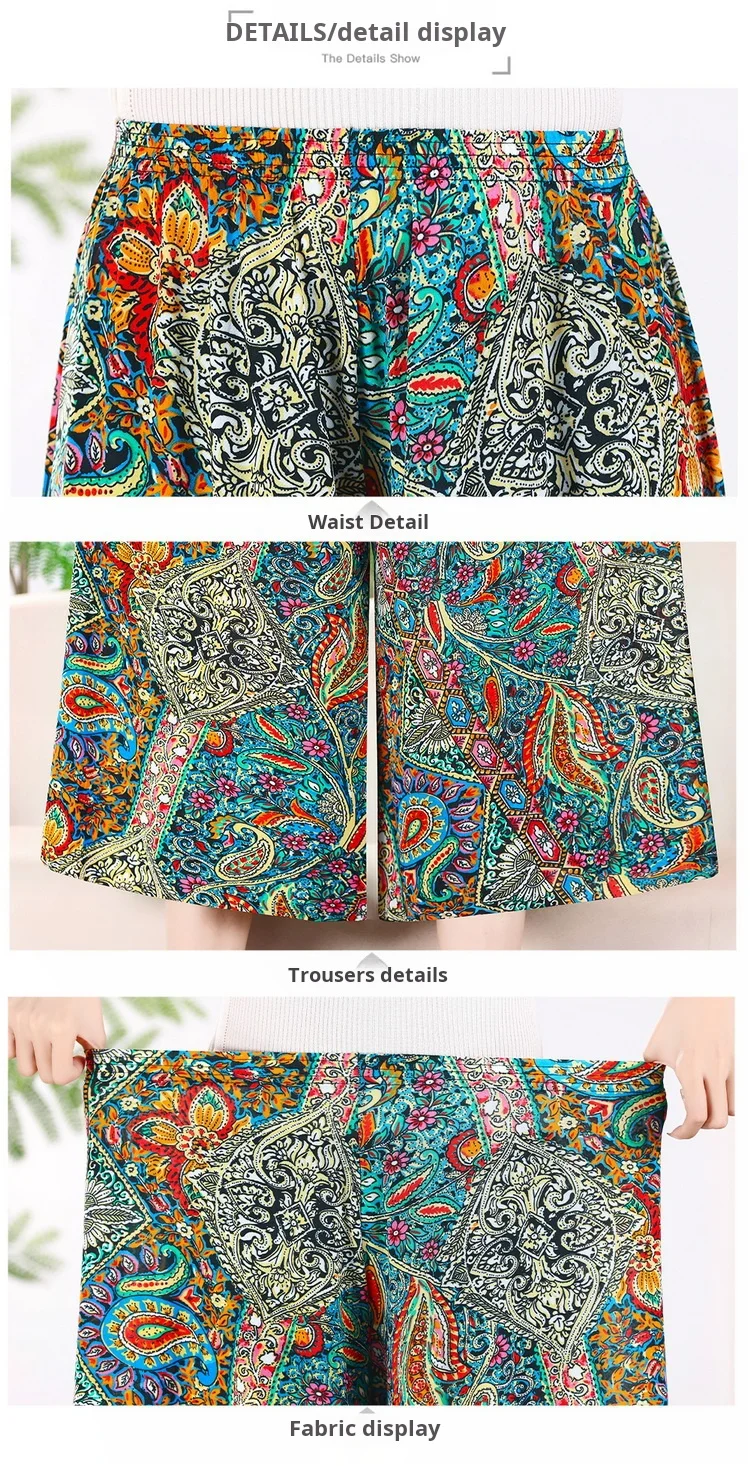 Women's Long Pants Skirt 2023 Summer Plus Size Fashionable Flower Print Women's Short Skirt Classic Home Casual Breathable Women