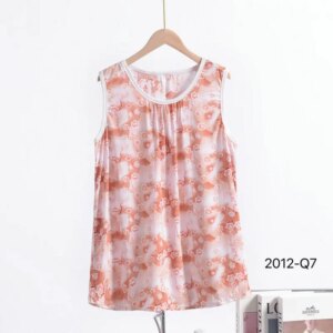Plus size XL to 6XL Flowers Tank Tops Summer women's Vest Loose Poplin T-Shirt Sleeveless Casual Tee Tops