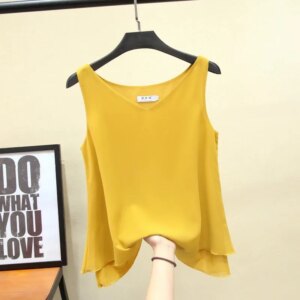 MOYISU New arrival T-Tops Women's Plus size T-shirt summer V-neck casual sleeveless L-5XL loose white top for women