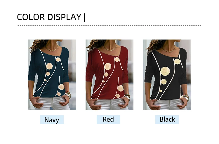 Plus Size 2024 Spring and Summer New Women's Asymmetric Collar Long Sleeve Shirt Irregular Pattern Top