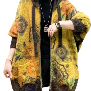 Max LuLu 2024 Fall Fashion Warm Knitwear Womens Luxury Printed Plus Size Hooded Sweaters Ladies Casual Vintage Floral Cardigans