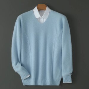 Women's Plus Size 5XL V-Neck Pullover Loose Knitwear 100% Mink Cashmere Sweater Bottoming Shirt Long Sleeves Fat woman Tops