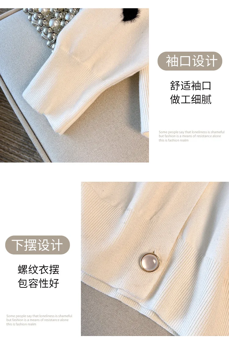 170Kg Plus Size Women's Bust 160 Winter Loose Love Cardigan Lapel Sweater Knitted Jacket Black White 5XL 6XL 7XL 8XL 9XL10XL