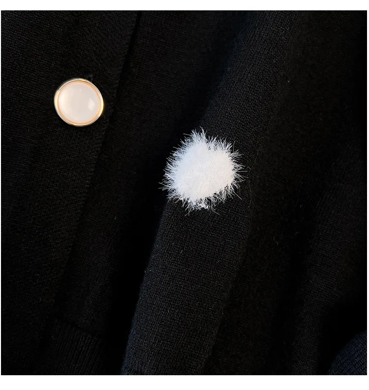 170Kg Plus Size Women's Bust 160 Winter Loose Love Cardigan Lapel Sweater Knitted Jacket Black White 5XL 6XL 7XL 8XL 9XL10XL