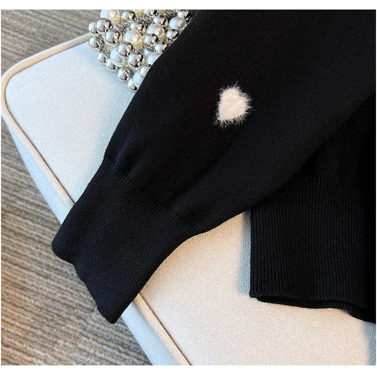 170Kg Plus Size Women's Bust 160 Winter Loose Love Cardigan Lapel Sweater Knitted Jacket Black White 5XL 6XL 7XL 8XL 9XL10XL