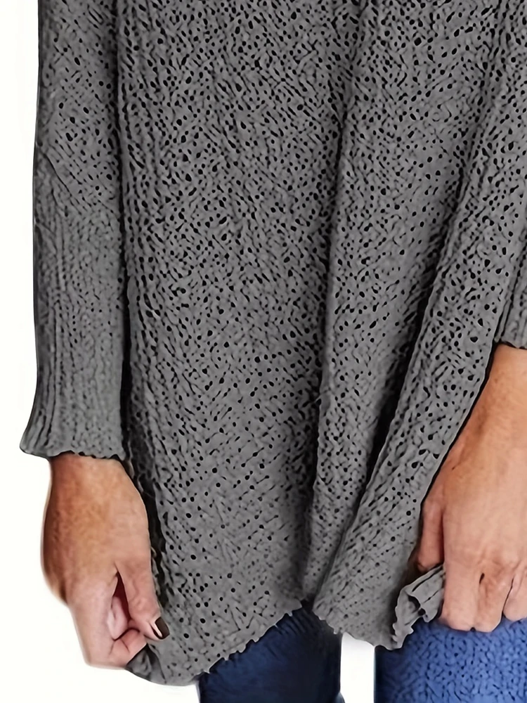 Plus Size Casual Sweater Women's Plus Solid Long Sleeve V Neck Split Pullover Jumper Top