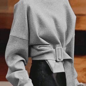 Plus Size VONDA Women Long Sleeve Sweatshirts 2024 Autumn Hoodies Casual Loose O-Neck Waistband Solid Color Pullovers